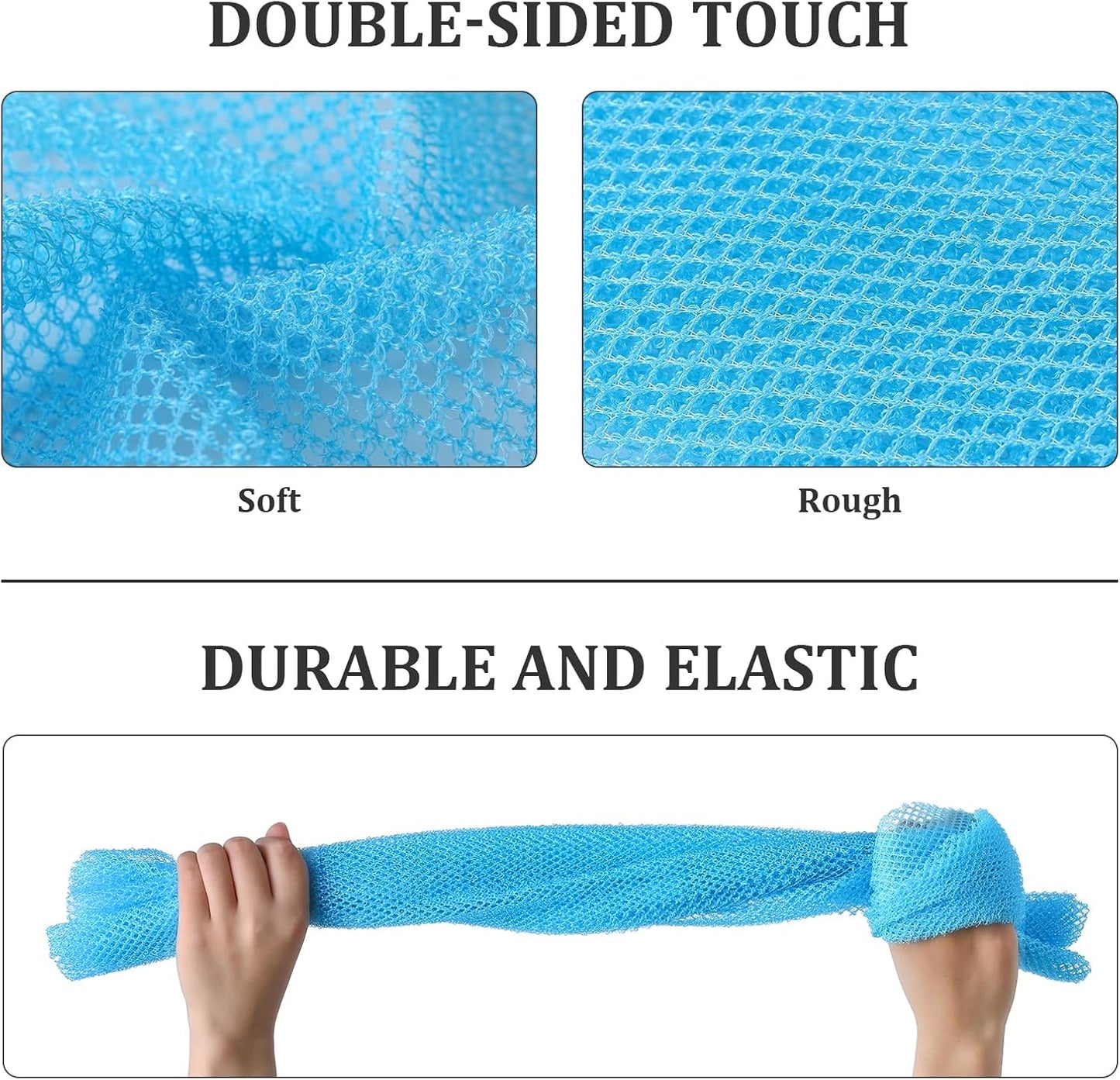 4 Pieces African Exfoliating Net, Long African Net Sponge, Nylon African Net Cloth, Exfoliating Washcloth, Body Scrubbers for Use in Shower, Back Scrubber Skin Smoothers for Bath (Multicolor 4)