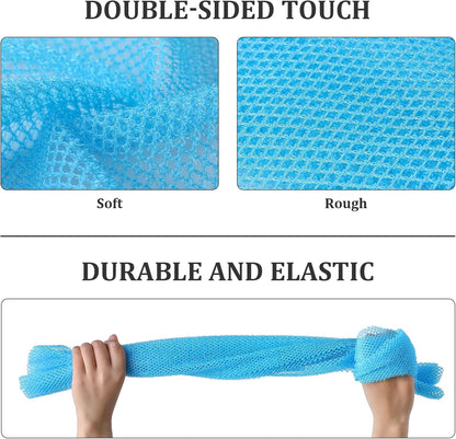 4 Pieces African Exfoliating Net, Long African Net Sponge, Nylon African Net Cloth, Exfoliating Washcloth, Body Scrubbers for Use in Shower, Back Scrubber Skin Smoothers for Bath (Multicolor 4)