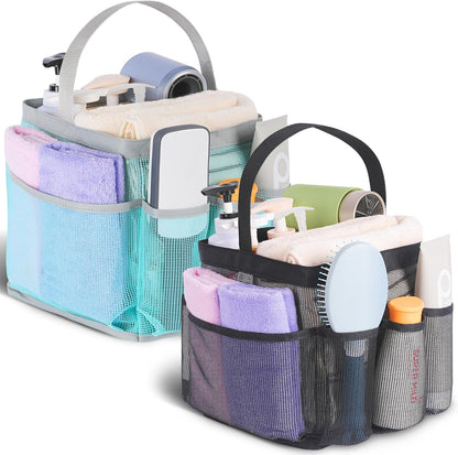 2 Pack Mesh Shower Caddy Portable for College Dorm Room Essentials, Shower Caddy Dorm with 8-Pocket Large Capacity,Shower Bag for Beach,Swimming,Gym