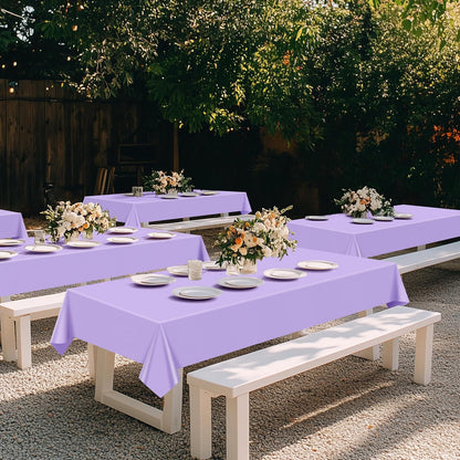 Light Purple Rectangle Tablecloth Set of 4, 54x72 Inches, Waterproof and Spillproof Disposable Plastic Covers, Durable for Dining, Buffet, Picnic, and Outdoor Events