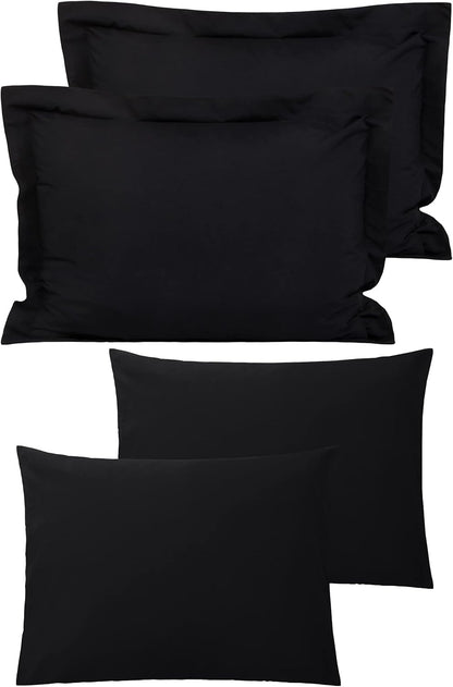 Queen (20X30) Microfiber Pillowcases and Standard (20X26) Pillow Shams, Black