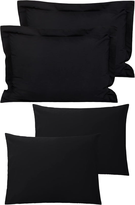 Queen (20X30) Microfiber Pillowcases and Standard (20X26) Pillow Shams, Black