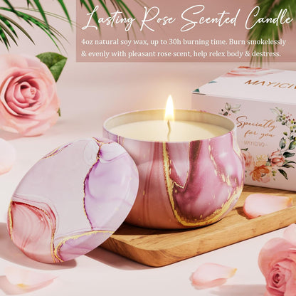 Birthday Gifts for Women Self Care Gifts Get Well Soon Gifts, Rose Relaxing Spa Gifts Basket Care Package W/ Luxury Flannel Blanket, Unique Mothers Day Gifts for Mom Her Friend Sister Wife Grandma