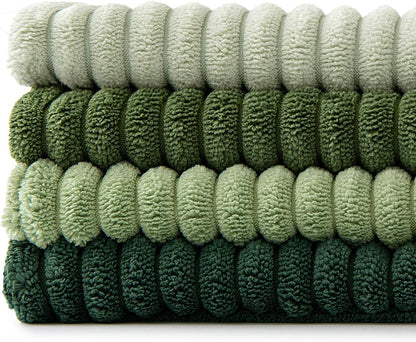 Christmas Green Decorative Throw Pillow Covers 18X18 Inch Set of 4 Boho Farmhouse Cushion Covers Mordern Nordic Pillow Cases Soft Corduroy Gradient Home Decor for Couch Sofa Living Room Bed