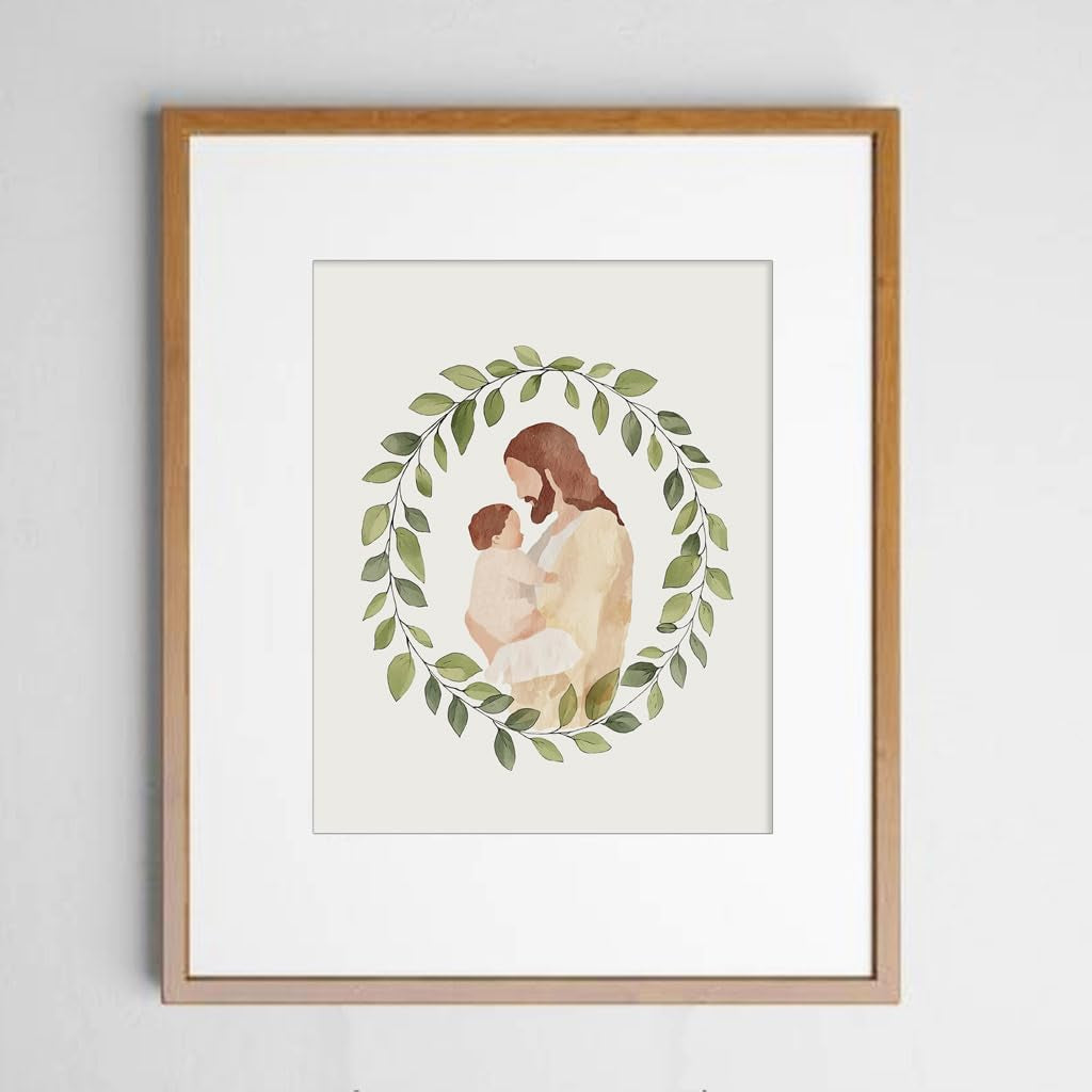Miscarriage Baby Loss Watercolor Print, Jesus Christ Holding Gender Neutral Baby, Miscarriage Art, Miscarriage Keepsake, Baby Loss Gift, Baby Loss Sympathy Gift (5 X 7 Inches)