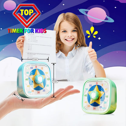 Visual Timer for Kids, 60 Minute Countdown Kitchen Timer for Cooking, Time Management Tool for Classroom, Teacher, Home School, Toddlers, Office, Study, Game - Battery Included