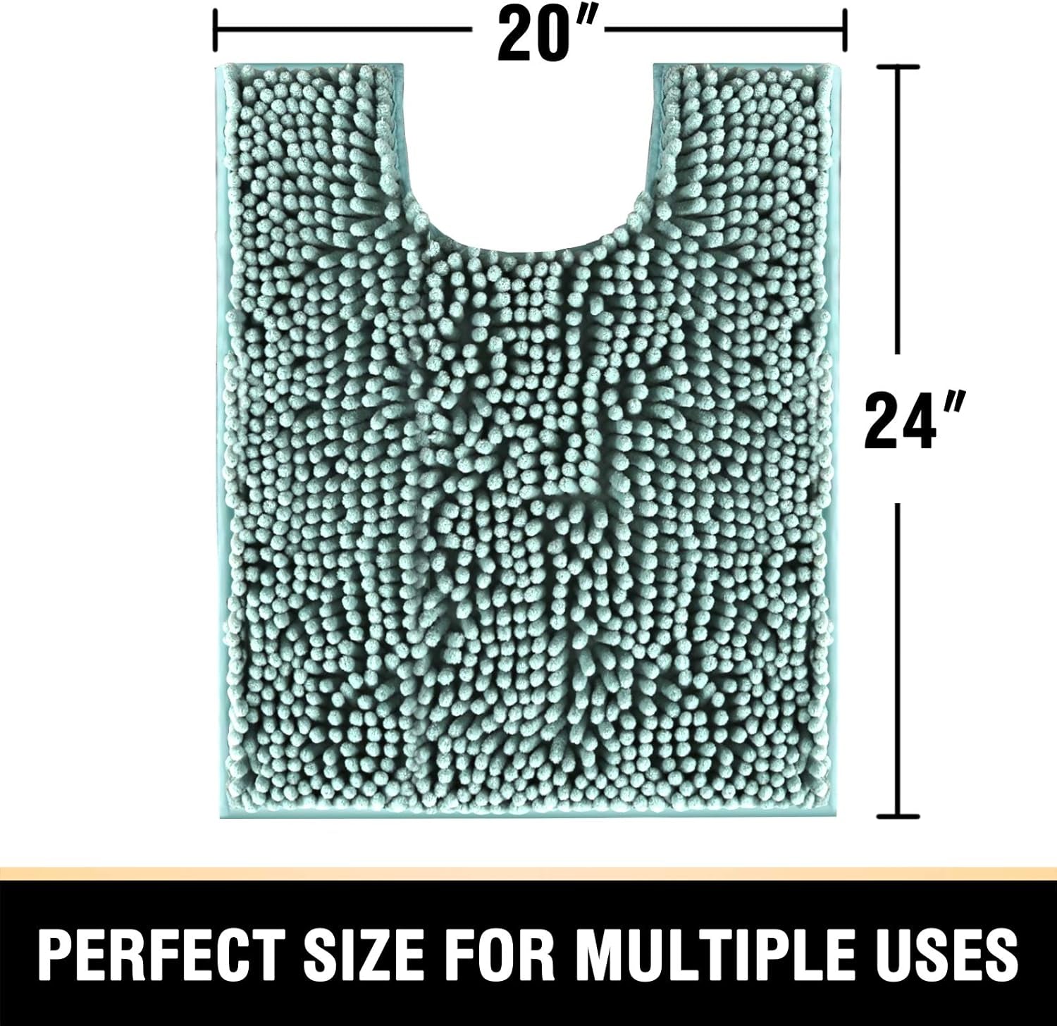 Toilet Mat U Shaped Bathroom Rugs Bath Mats for Bathroom Non Slip Luxury Chenille Bath Mat U Shape 20X24 Extra Soft and Absorbent Shaggy Rugs Washable Dry Fast - Aqua Foam
