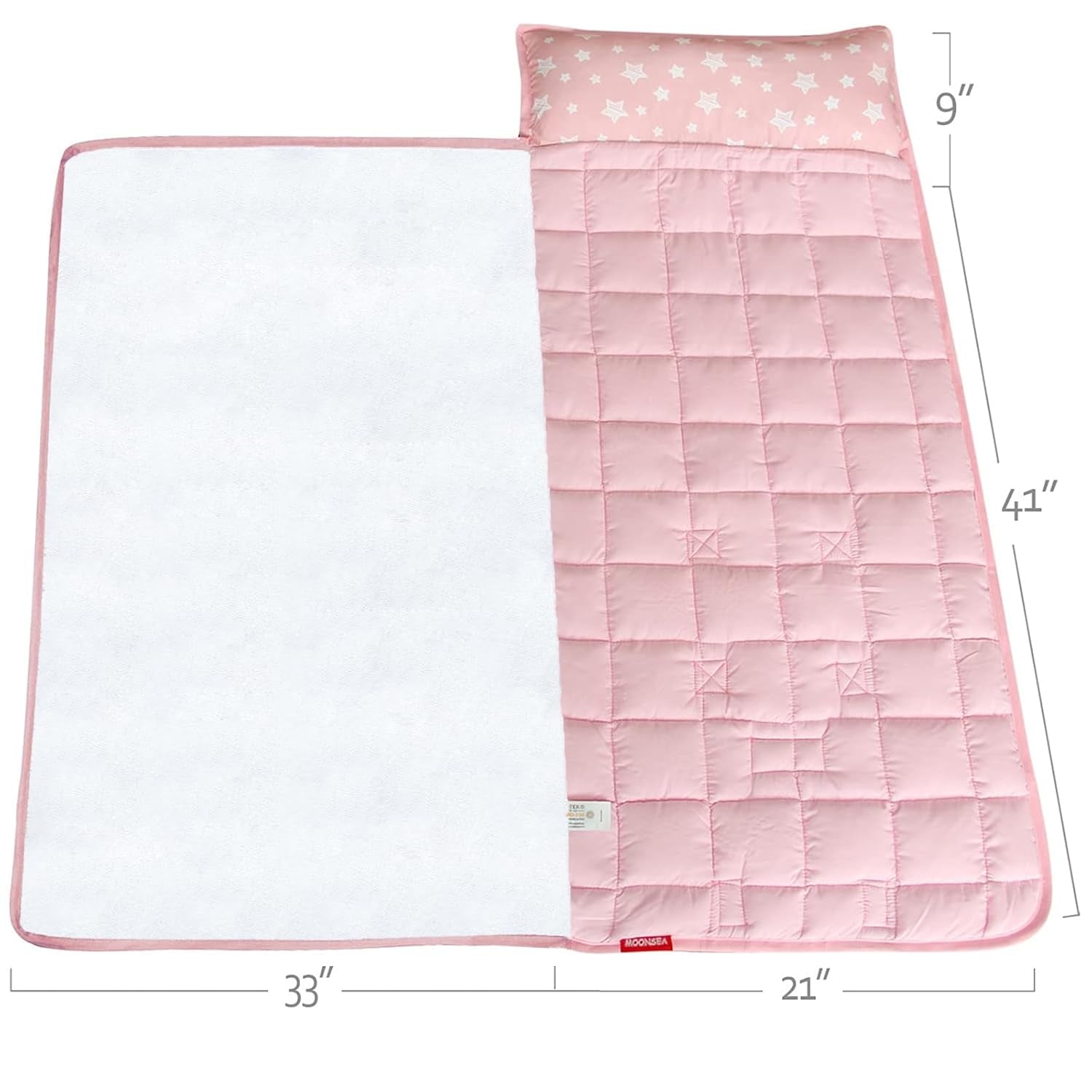 Toddler Nap Mat 2 Pack, Nap Mat for Kids Preschool, Daycare and Fleece Minky Blanket, Lightweight, Soft, Gray and Pink