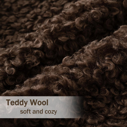 Pack of 2 Faux Fur Chocolate Throw Pillow Covers 18X18 Inch Boucle Decorative Sherpa Pillow Covers Fuzzy Accent Soft Sheepskin Fleece for Boho Home Decor Sofa Living Room Couch Bed