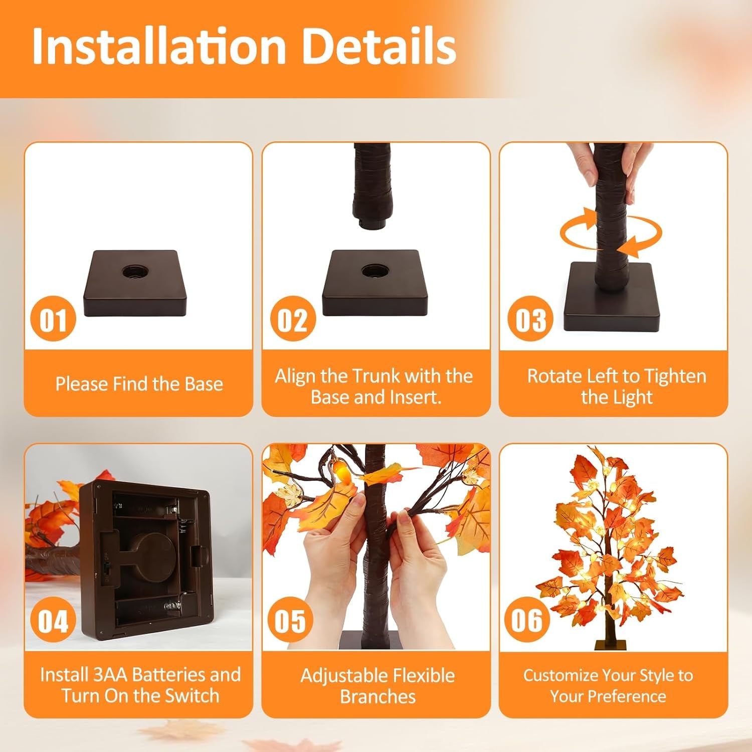 2 Pack 23.5 Inch Fall Trees with Lights, Timer Battery Operated Fall Light up Tree for Thanksgiving Autumn Home Office Room Indoor Decorations, Faux Fall Lighted Maple Trees Decor