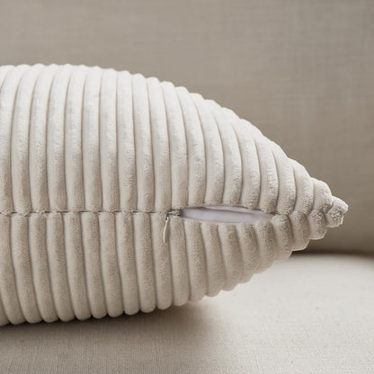 2 Packs Boho Cream Decorative Throw Pillow Covers 18X18 Inch for Living Room Couch Bed Sofa, Rustic Farmhouse Home Decor, Soft Corss Corduroy Patchwork Textured Square Cushion Case 45X45 Cm