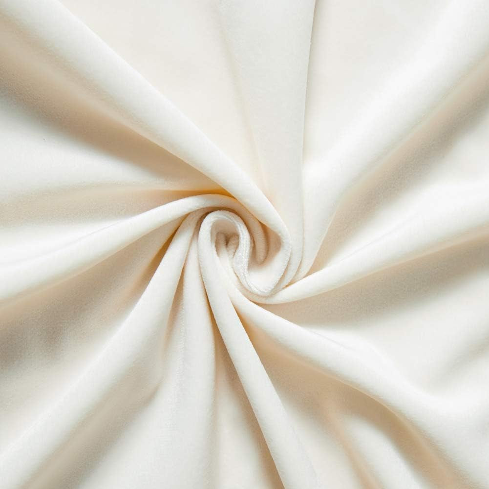 Pack of 2 Boho Decorative Throw Pillow Covers with Handmade Tassels, Soft Velvet Accent Solid Square Cushion Case Set for Couch Sofa Bedroom Car Living Room (16X16 Inch/40X40 Cm, Cream)