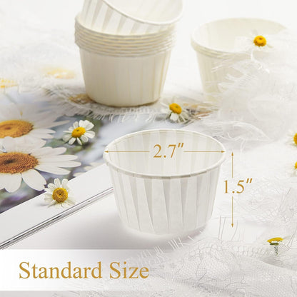 White Cupcake Liners, 100Pcs Muffin Baking Cups,Ramekin Holders, Heavy Duty Oil-Proof Wrappers for Wedding,Birthday,Party,Baby Showers,Gift for Valentine'S Day