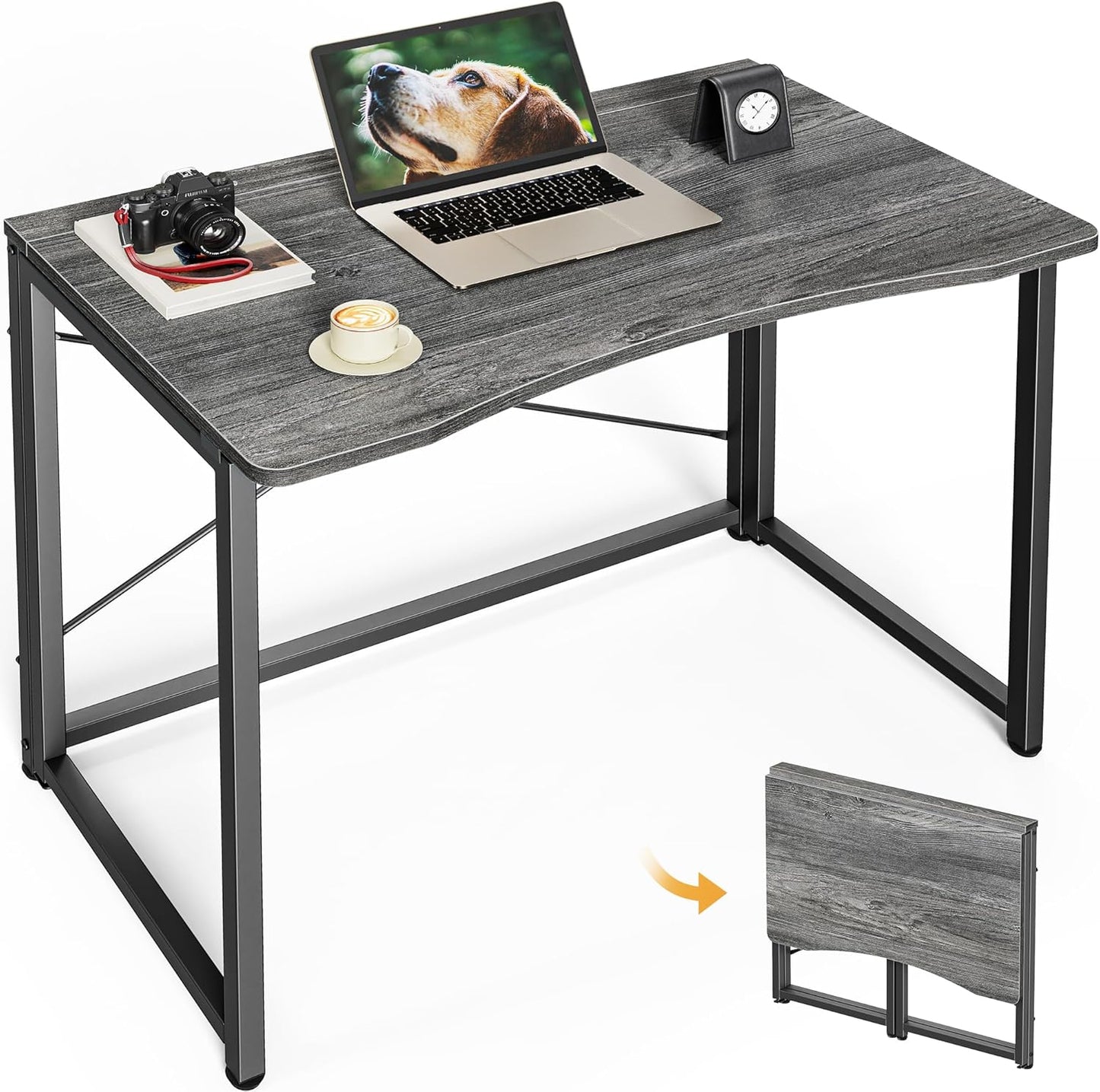Compact Folding Desk for Small Spaces, 31.5 Inch Portable Computer Table for Home Office, Study, Bedroom, and Dorm, Space-Saving Design, Easy to Fold, Grey