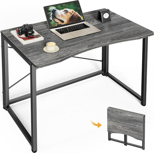 Compact Folding Desk for Small Spaces, 31.5 Inch Portable Computer Table for Home Office, Study, Bedroom, and Dorm, Space-Saving Design, Easy to Fold, Grey