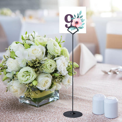 16PK Table Number Holders 12 Inches Place Card Holder Metal Table Card Holders, Picture Holders for Tables, Card Holder Stand for Wedding Décor - Black Sign Holder