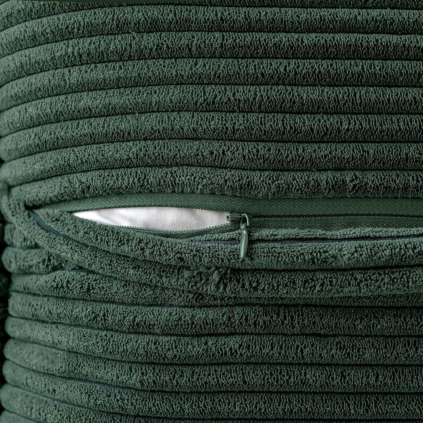 Christmas Decorative Throw Pillow Covers for Couch Bed Livingroom 18X18 Inch Set of 2 Dark Green Boho Accent Throw Pllows Broadside Striped Patchwork Soft Corduroy Pillowcases