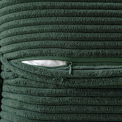 Christmas Decorative Throw Pillow Covers for Couch Bed Livingroom 18X18 Inch Set of 2 Dark Green Boho Accent Throw Pllows Broadside Striped Patchwork Soft Corduroy Pillowcases