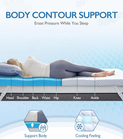 3 Inch Twin XL Cooling Memory Foam Mattress Topper for Pressure Relief, Thick Bed Mattress Pad with Cooling Soft Cover and Adjustable Straps, Certipur-Us Certified