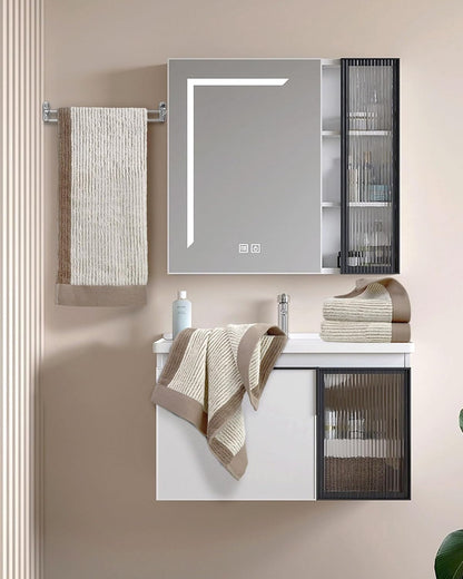 Hand Towels for Bathroom Set of 4, Jacquard Weaved Cotton Face Towels, 28 X 13.7 Inches (Light-Brown)