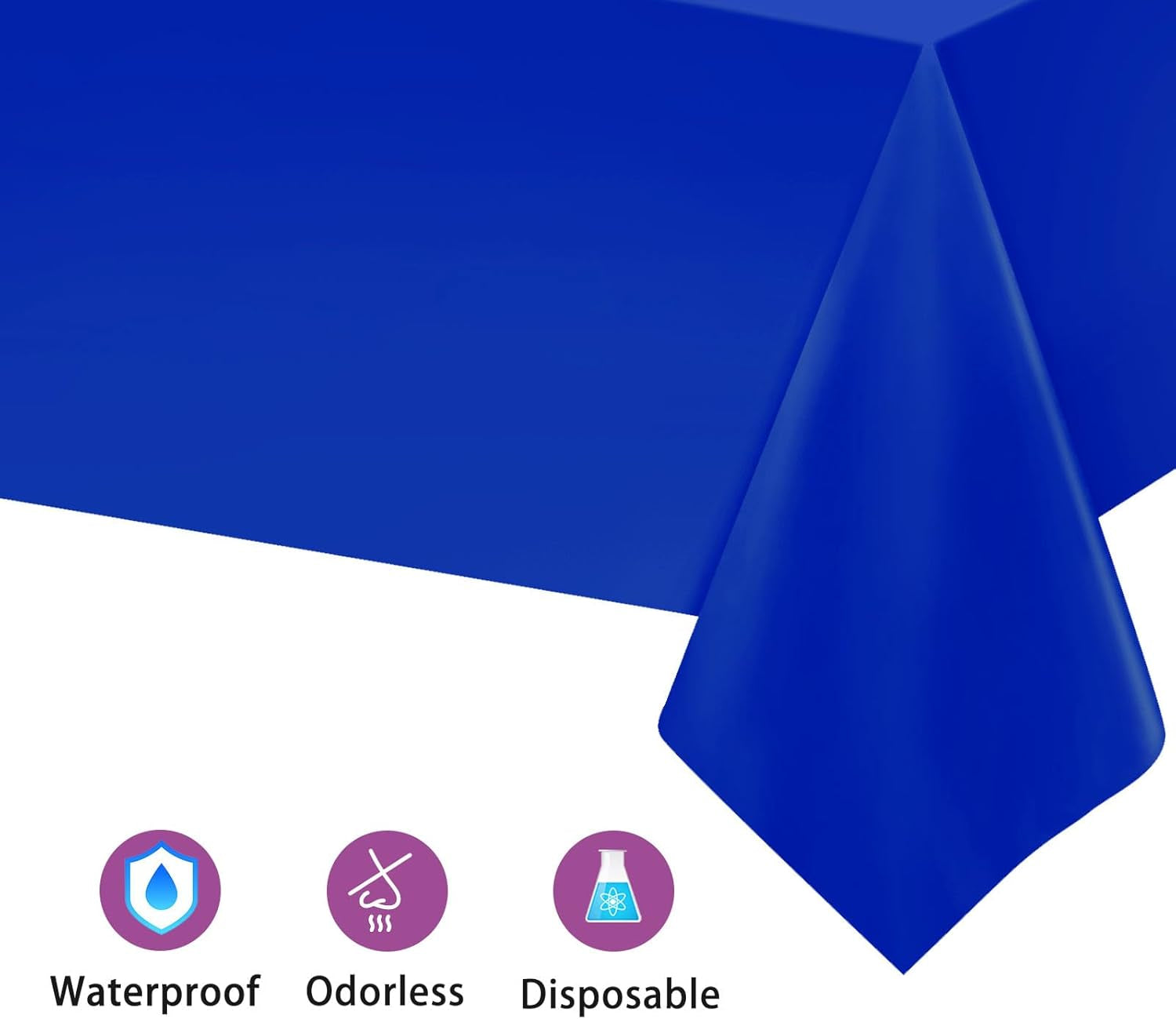2PCS Royal Blue Plastic Tablecloths 54 X 108 Inch, Disposable Table Cloths Rectangle Party Table Covers
