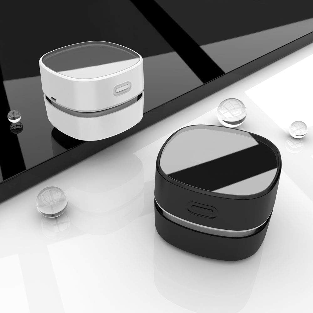 Desktop Vacuum Cleaner,Mini Table Dust Sweeper Energy Saving,High Endurance up to 400 Mins,Cordless&360º Rotatable for Cleaning Hairs,Crumbs,Computer Keyboard of Gifts for Kids (Black)