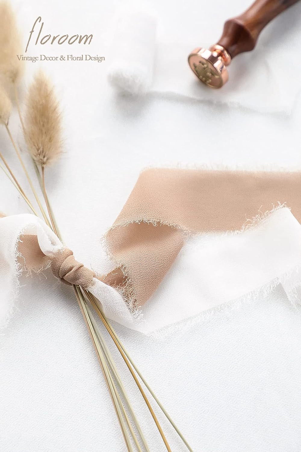 Handcrafted Ombre Chiffon Silk Ribbon for Wedding Invitations, Bridal Bouquets, Gift Wrapping, Decorations, DIY Crafts, Ballet Nude