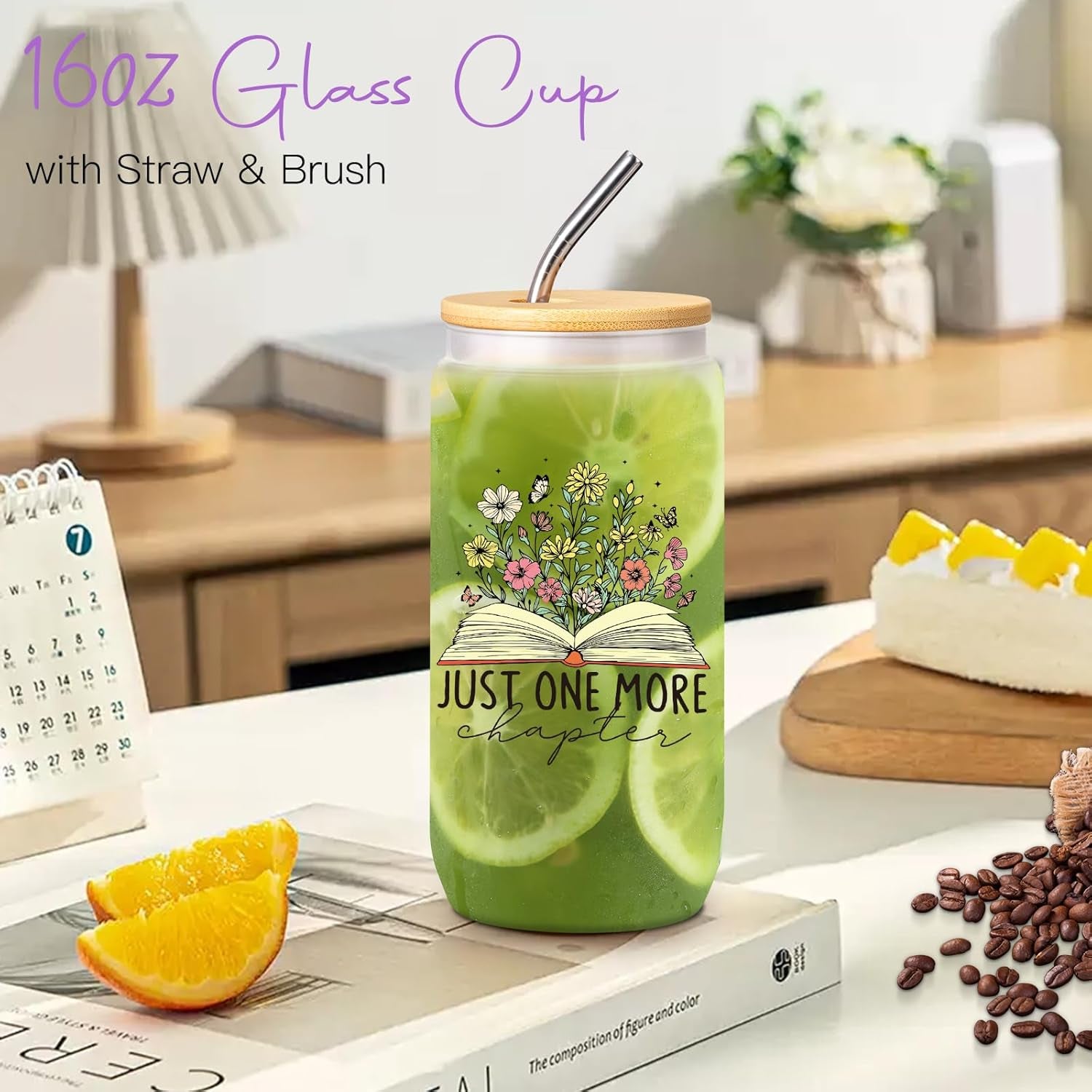 Book Lovers Gifts for Women, Bookish Gifts for Readers, Gift for Book Lovers Women, Gift for Readers, Bookclub, Librarian, Bookworm, Reading Accessories, with 16Oz Glass Cup, #2