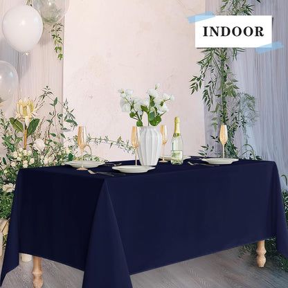 Navy Tablecloths for 6-8 Foot Tables, Set of 6 - 70 x 120 Inches - Reusable and Washable Polyester Fabric Table Covers for Weddings, Parties, and Banquets