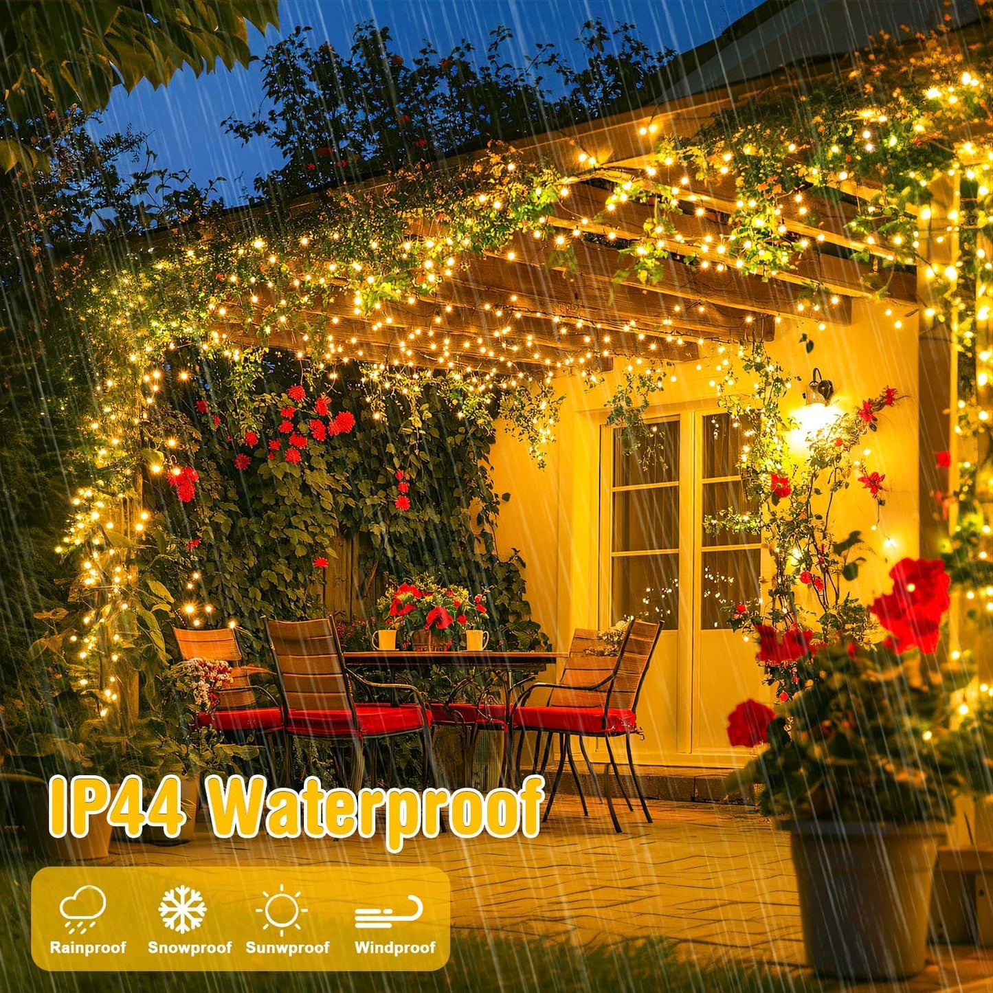 Battery Operated String Lights Indoor Outdoor, 2 Pack 100 LED Battery Twinkle Lights with Remote, Warm White Christmas Light for outside Christmas Tree House Garden Decor