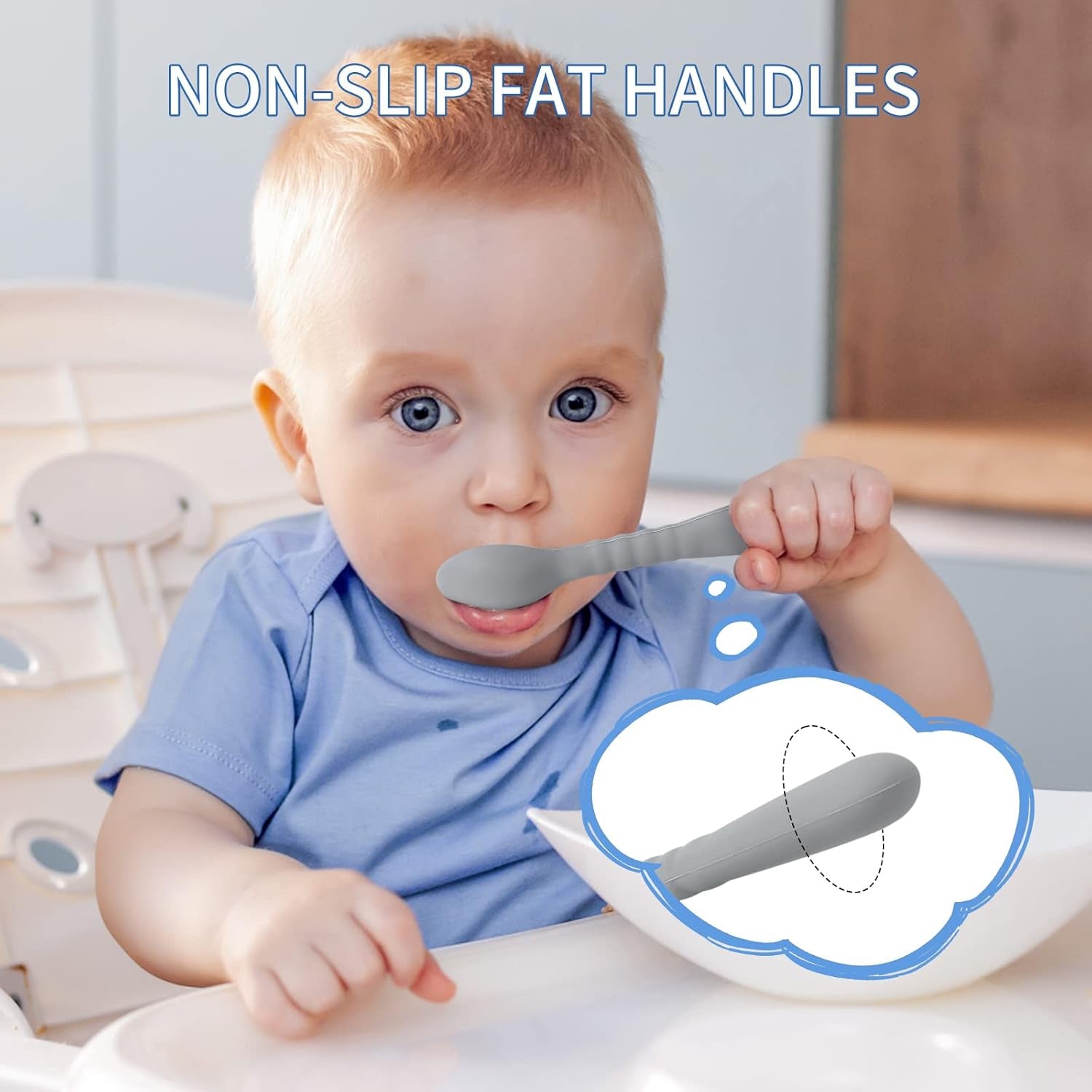 Silicone Baby Feeding Spoons [6 Pack] - First Stage Infant Spoons, Training Spoon for Self Feeding Babies and Toddlers