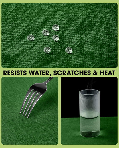 Rectangle Linen Tablecloth Waterproof & Stain Resistant, Wrinkle-Free Table Cloth Adds Elegance and Protection, Ideal for Dining, Party, Wedding and Outdoor, 52 X 70 Inch, Green