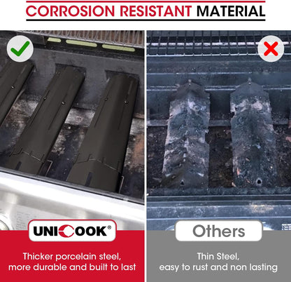 Adjustable Porcelain Steel Heat Plate, Extends from 11.75" up to 21" L，Grill Replacement Parts, Heavy Duty Heat Shield, Burner Cover, Flame Tamer for Gas BBQ, Pack of 1