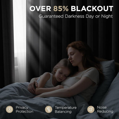84-Inch Thermal Insulated Blackout Curtains for Bedroom - Room Darkening Light Blocking Drapes with Grommets, Noise Reduction & Wrinkle-Free Design, Set of 2 Panels for Living Room Windows