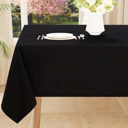 Rectangle Table Cloth 60X84 and Luxury Chenille Bath Rug 24X16,Black