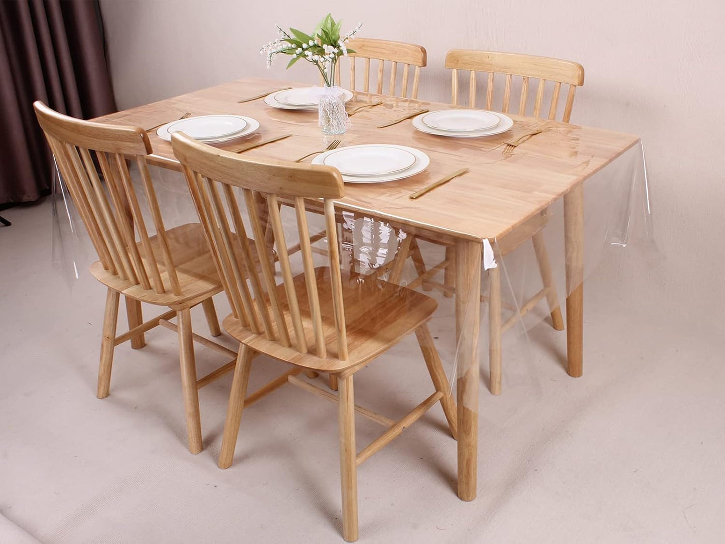 Clear Plastic Table Cover Protector 54 X 54 Inch Square Transparent Sheet Tablecovers 100% Waterproof Oil Spill Proof Clear Vinyl PVC Table Cloths Wipeabletablecloth Table Protector for Dining