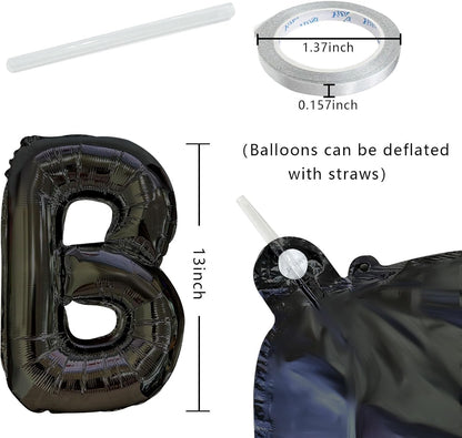 Happy Birthday Banner Black Balloons for Happy Birthday Decorations 13Pcs Mylar Foil Letters Birthday Sign Banner Party Decorations for Men, Women, Boys and Girls