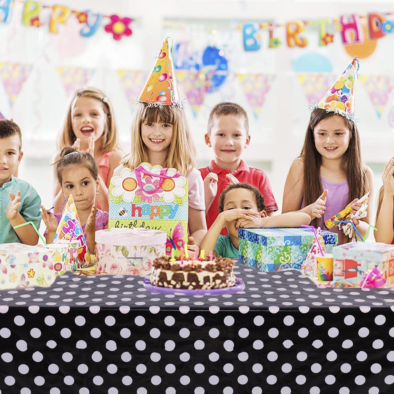 3 Packs Black Polka Dot Plastic Table Cloth 54X108 Inch Black and White Dots Mini Mouse Tablecloths Disposable Black Waterproof Picnic Table Covers for Rectangle Tables Birthday Party Supplies