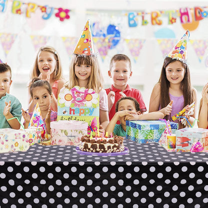 3 Packs Black Polka Dot Plastic Table Cloth 54X108 Inch Black and White Dots Mini Mouse Tablecloths Disposable Black Waterproof Picnic Table Covers for Rectangle Tables Birthday Party Supplies