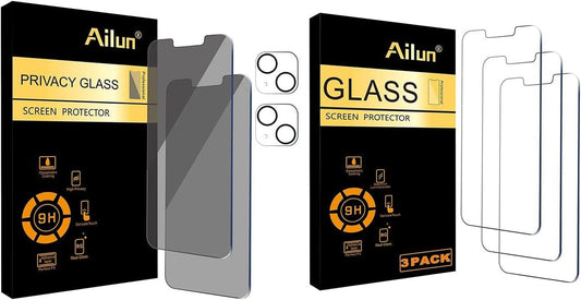 Iphone 13[6.1 Inch] Privacy Screen Protector 2Pack + 2 Pack Camera Lens Protector, anti Spy Private Tempered Glass Film and Iphone 14/13/13 Pro [6.1 Inch] 3 Pack Screen Protector