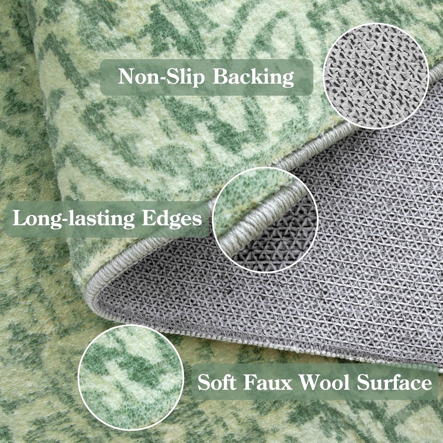 8X10 Sage Green Area Rug, Soft Washable Area Rug Non-Shedding, Non Slip Green Rug Floral Distressed Boho Carpet for Bedroom, Living Room, Dining Room, Office Classroom Decor