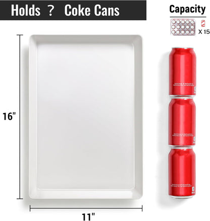 3 Pack, 16" X 11" Large White Serving Trays Set - Reusable Plastic Serving Platters for Cookie, Appetizer, Charcuterie, Snack, Dessert, Party Food Display - Stackable Kitchen Countertop Tray, BPA Free