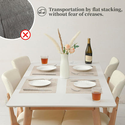 Beige Placemats Set of 4 - Heat Resistant Non-Slip Place Mats for Dining Table, Washable Durable PVC Vinyl Woven Table Mats（Beige, 4）