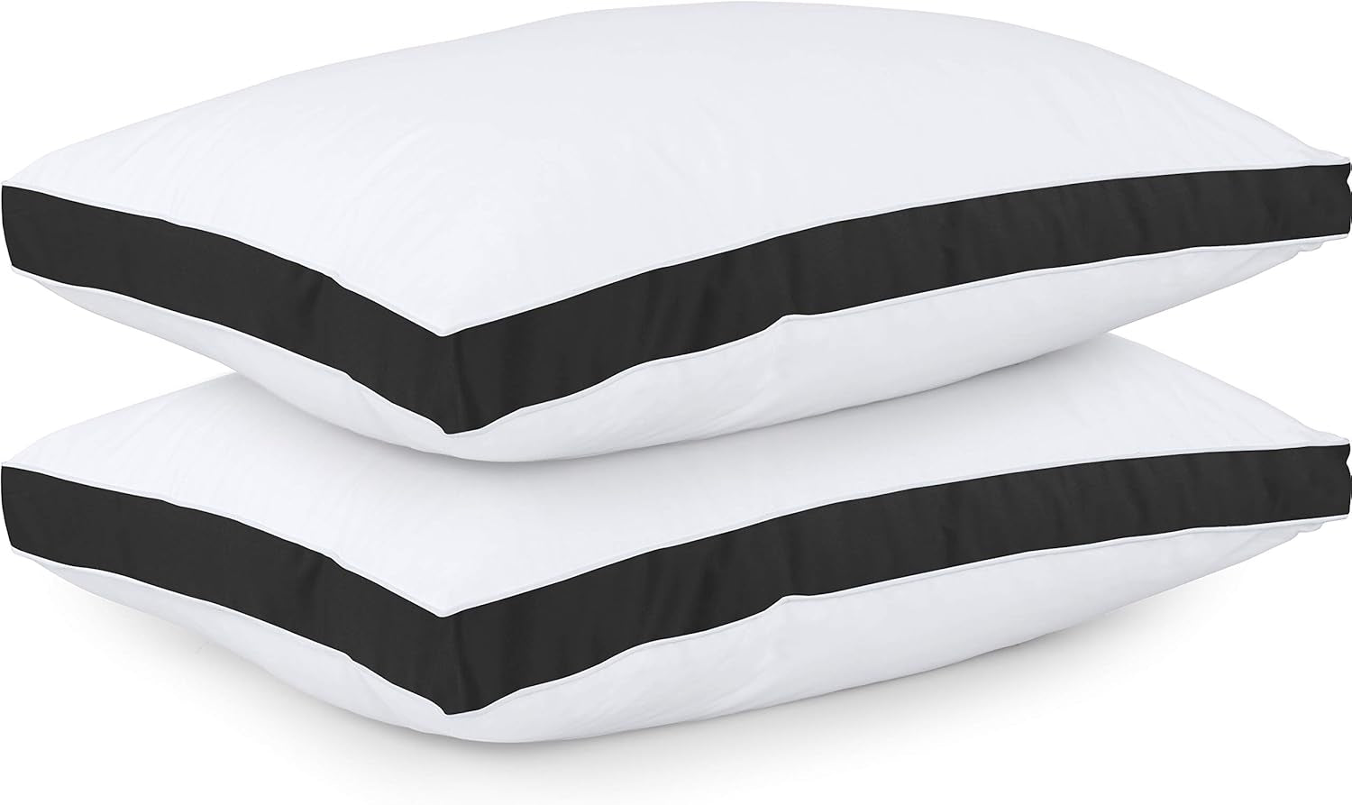 Bed Pillows for Sleeping Queen Size (Black), Set of 2, Cooling Hotel Quality, Gusseted Pillow for Back, Stomach or Side Sleepers