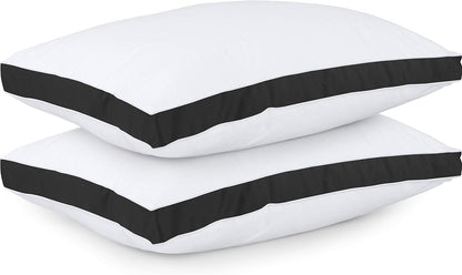 Bed Pillows for Sleeping Queen Size (Black), Set of 2, Cooling Hotel Quality, Gusseted Pillow for Back, Stomach or Side Sleepers