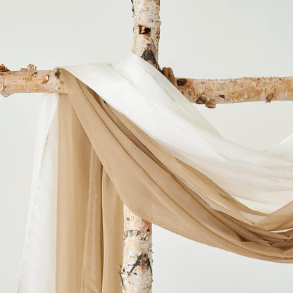 Window Scarf for Party Voile Curtain Scarf Sheer Window Valance Draping Fabric for Wedding Arch Ceremony Canopy Bed, Swag Curtain Window Treatment One Panel, 54 X 144 Inches Long, Brown