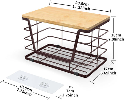 Storage Basket for Kitchen Pantry Organizers and Storage, Stainless Steel Extra Large Trash Bag Dispenser under Sink, Brown