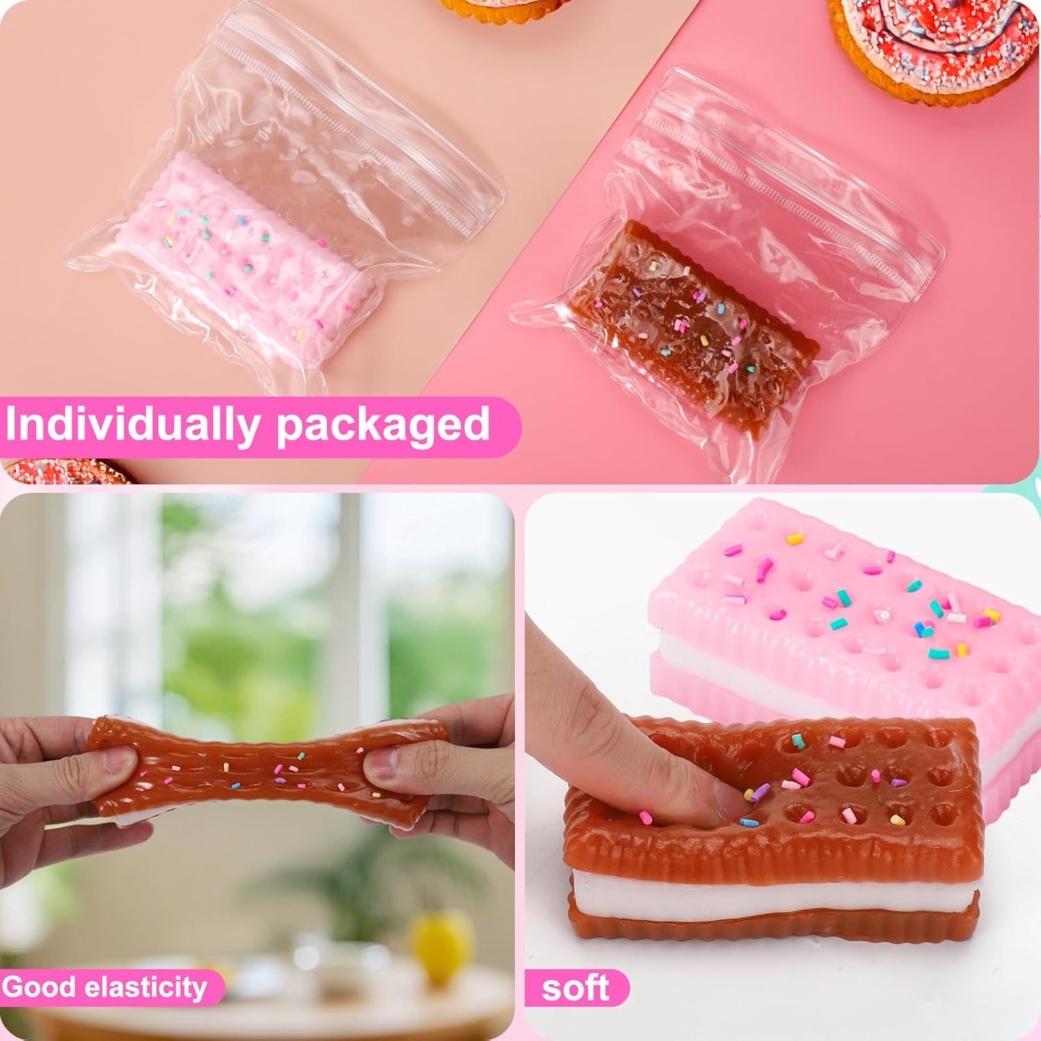 Silicone Stress Relief Squishy,2 PCS Cookie Sticky Taba Squishy Fidget Toys Adults,Ultra-Soft Squeeze Toys,Fun Silicone Enjoy Decompression Toy,Soft and Relaxing Squeezing Toy