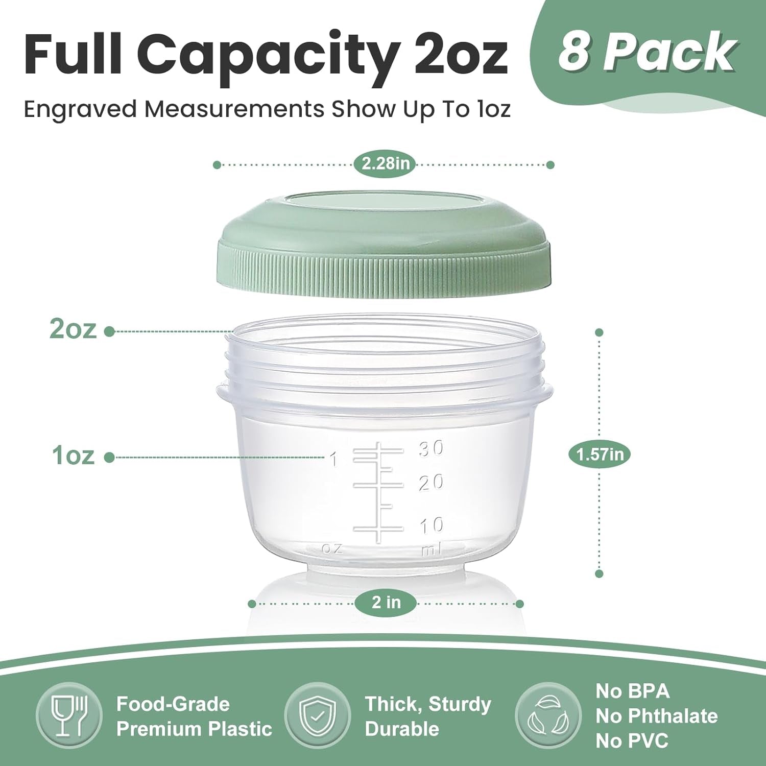 8 Pack 2 Oz Salad Dressing Container to Go, Small Condiment Containers with Lids for Lunch Bento Box, Reusable Plastic Snack Jars, Deli Containers, Colorful Sauce Cups, Dishwasher Safe