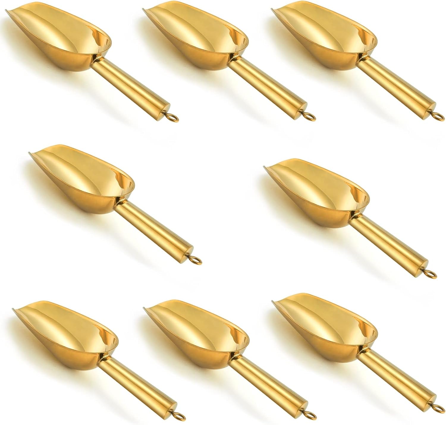 3OZ Mini Scoop Set of 8,  Stainless Steel Candy Sweet Ice Cube Scoop for Home Bar Buffet Wedding Canisters, Easy Clean & Durable - Gold